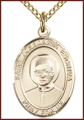 14kt Gold Filled Medal, 3/4"x9/16", St. Josemaria Escriva, Your choice of chain, # 55349