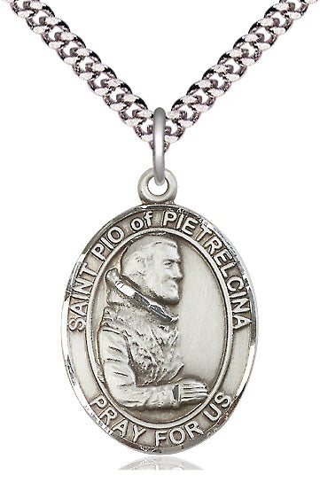 St. Pio of Pietrelcina Medal in Fine Pewter, 1" tall, Your Choice of Chain, # 5536