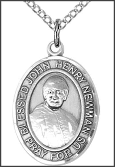 Sterling Silver Medal, 3/4"x9/16", Blessed John Henry Newman, Your Choice of Chain, # 55379