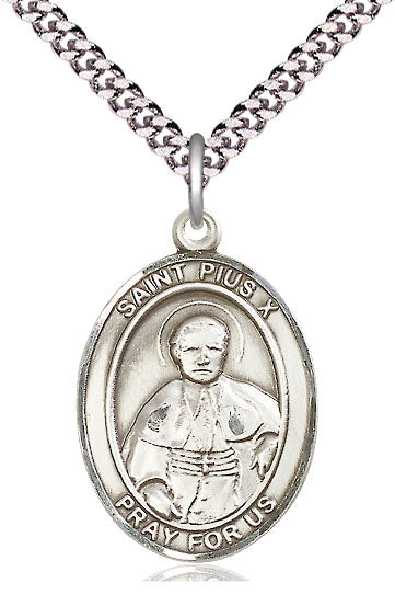 St. Pius X Medal in Fine Pewter, 1" tall, Your Choice of Chain, # 5538