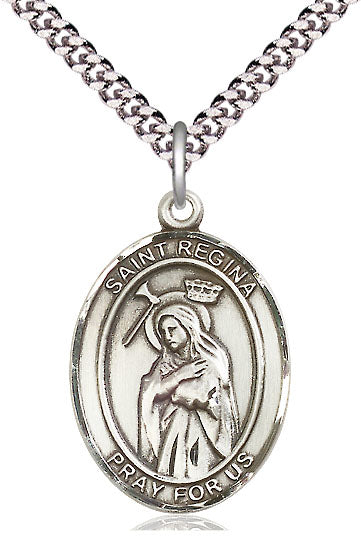 St. Regina Medal in Fine Pewter, 1" tall, Your Choice of Chain, # 5554
