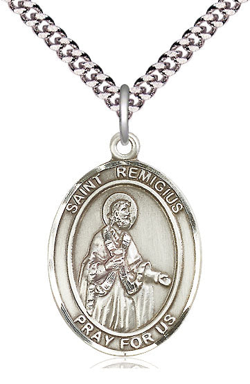 St. Remigius of Reims Medal in Fine Pewter, 1" tall, Your Choice of Chain, # 5557
