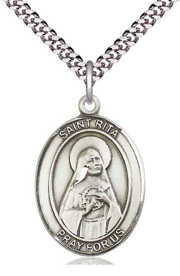 St. Rita of Cascia Medal in Fine Pewter, 1" tall, Your Choice of Chain, # 5561