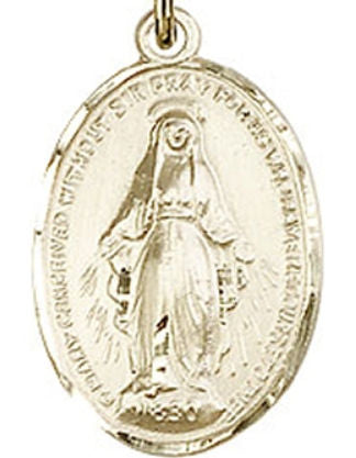 3/4" x 9/16" Miraculous Medal, 14kt Gold Filled, Your Choice of Chain, # 55614