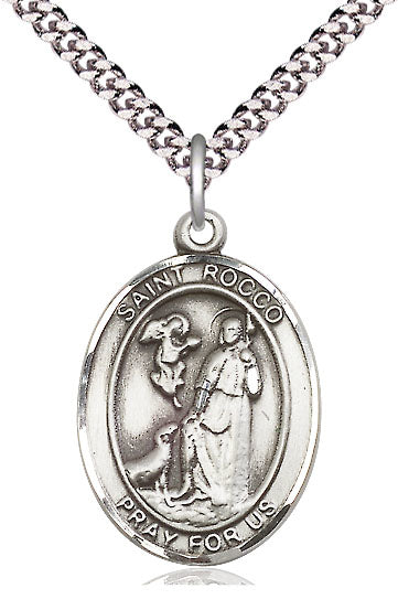 St. Rocco Medal in Fine Pewter, 1" tall, Your Choice of Chain, # 5563