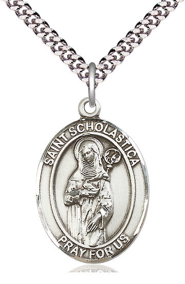 St. Scholastica Medal in Fine Pewter, 1" tall, Your Choice of Chain, # 5573