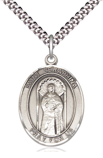 St. Seraphina Medal in Fine Pewter, 1" tall, Your Choice of Chain, # 5576