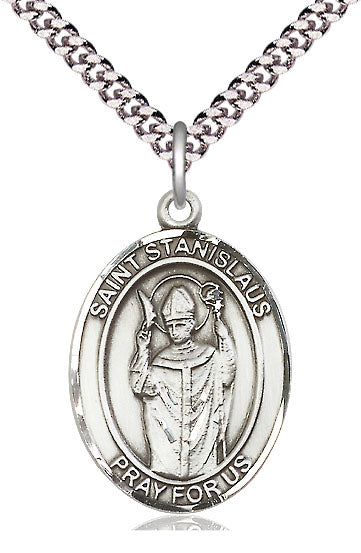 St. Stanislaus Medal in Fine Pewter, 1" tall, Your Choice of Chain, # 5584