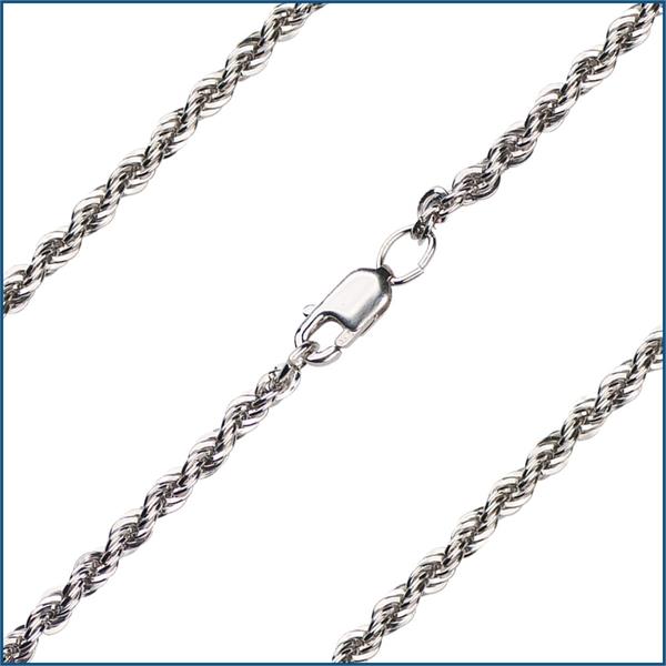 20" Sterling Silver French Rope Chain w/ Clasp, 2.4mm wide, # 11475