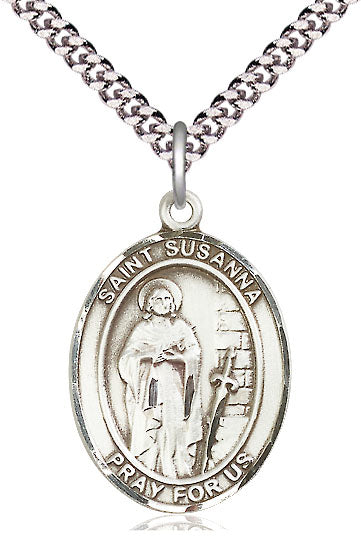 St. Susanna Medal in Fine Pewter, 1" tall, Your Choice of Chain, # 5587