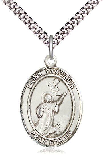St. Tarcisius Medal in Fine Pewter, 1" tall, Your Choice of Chain, # 5588