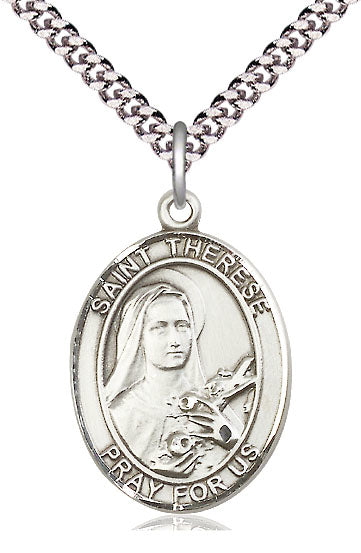 St. Therese of Lisieux Medal in Fine Pewter, 1" tall, Your Choice of Chain, # 5594