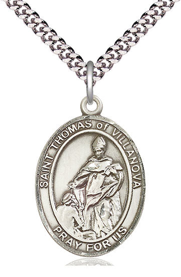 St. Thomas of Villanova Medal in Fine Pewter, 1" tall, Your Choice of Chain, # 5602