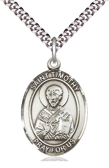 St. Timothy Medal in Fine Pewter, 1" tall, Your Choice of Chain, # 5605