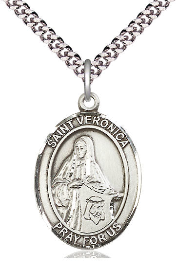 St. Veronica Medal in Fine Pewter, 1" tall, Your Choice of Chain, # 5609