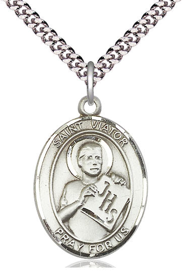 St. Viator Medal in Fine Pewter, 1" tall, Your Choice of Chain, # 5610