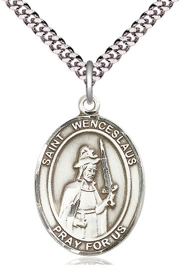 St. Wenceslaus Medal in Fine Pewter, 1" tall, Your Choice of Chain, # 5618