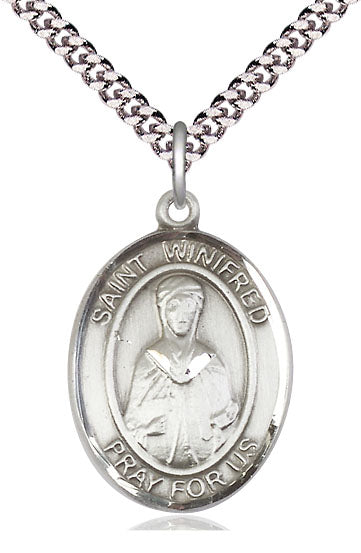St. Winifred Medal in Fine Pewter, 1" tall, Your Choice of Chain, # 5620
