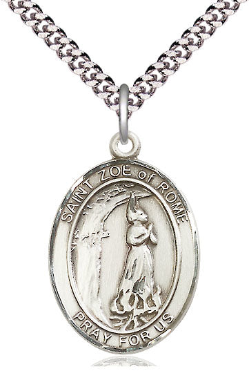 St. Zoe of Rome Medal in Fine Pewter, 1" tall, Your Choice of Chain, # 5625