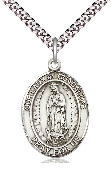 Our Lady of Guadalupe Medal in Fine Pewter, 3/4" tall, Your Choice of Chain, # 5635