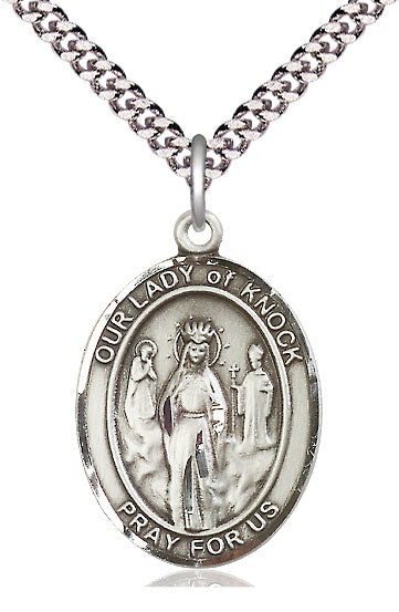 Our Lady of Knock Medal in Fine Pewter, 3/4" tall, Your Choice of Chain, # 5638