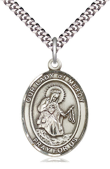 Our Lady of Mercy Medal in Fine Pewter, 3/4" tall, Your Choice of Chain, # 5644