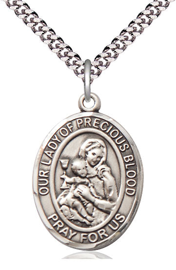 Our Lady of the Precious Blood Medal in Fine Pewter, 3/4" tall, Your Choice of Chain, # 5659
