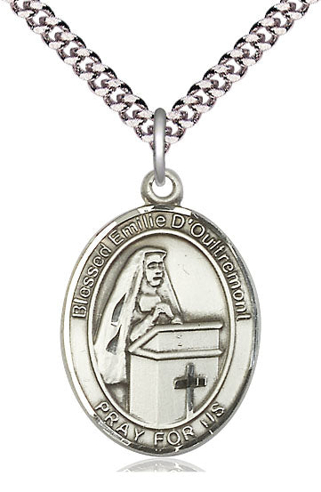 Blessed Emilee Doultremont Medal in Fine Pewter, 3/4" tall, Your Choice of Chain, # 5676