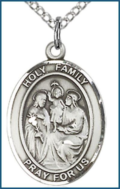Sterling Silver Medal, 3/4"x9/16", Holy Family, Your Choice of Chain, # 56784