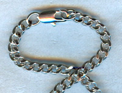 27" Curb Chain w/ Clasp, Heavy Rhodium Plated, 3.65mm Wide, # 55835
