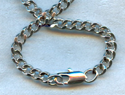 24" Curb Chain, 2.1mm wide, Heavy Rhodium Plated, # 8733