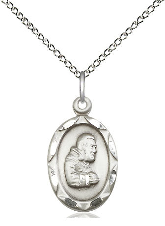 St. Padre Pio, Sterling Silver, 5/8", 18" Chain, # 56835-sale