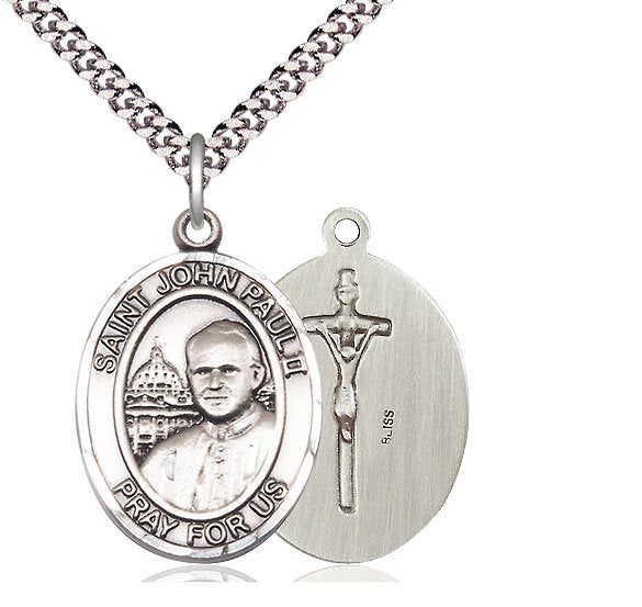 St. John Paul II Medal in Fine Pewter, 3/4" tall, Your Choice of Chain, # 5685