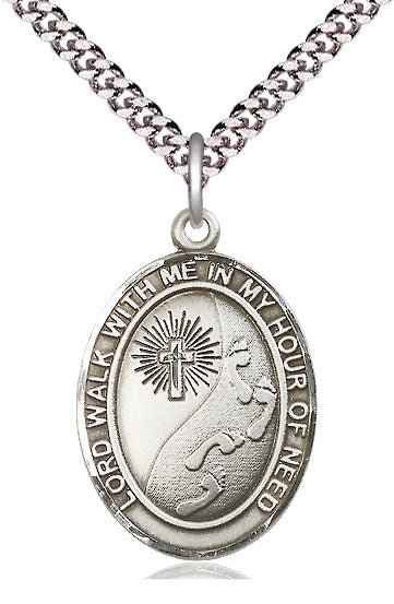 Footprints Medal in Fine Pewter, 3/4" tall, Your Choice of Chain, # 5697