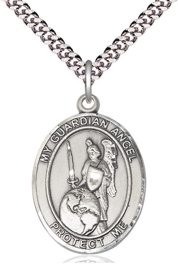 Guardian Angel of the World Medal in Fine Pewter, 3/4" tall, Your Choice of Chain, # 5700