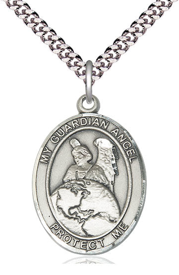 Guardian Angel Protector Medal in Fine Pewter, 3/4" tall, Your Choice of Chain, # 5703