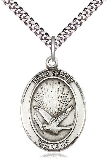 Holy Spirit Medal in Fine Pewter, 3/4" tall, Your Choice of Chain, # 5706