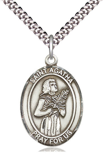 St. Agatha Medal in Fine Pewter, 3/4" tall, Your Choice of Chain, # 5724