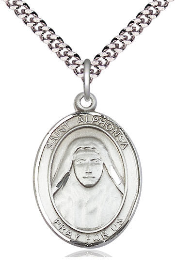 St. Alphonsa of India Medal in Fine Pewter, 3/4" tall, Your Choice of Chain, # 5732