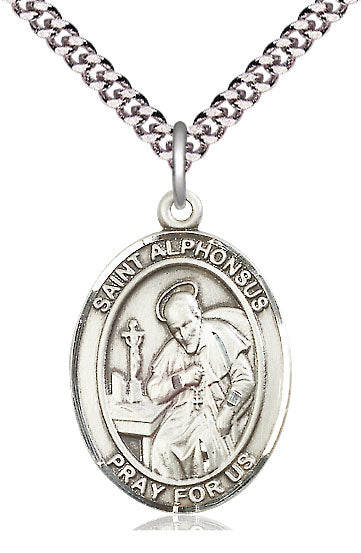St. Alphonsus Liguori Medal in Fine Pewter, 3/4" tall, Your Choice of Chain, # 5736