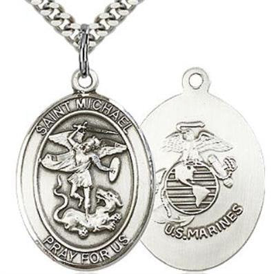 St. Michael / Marines Medal, Pewter, 1" tall, Your Choice of Chain, # 6612