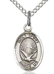 Holy Spirit Charm Medal, Sterling Silver, 1/2" tall, Your Choice of Chain, # 57378