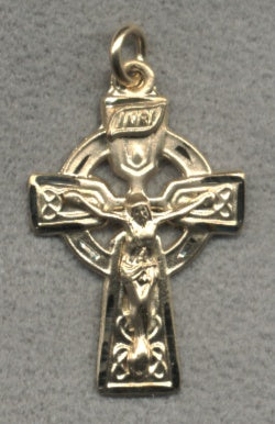 1" Celtic Crucifix in Solid 14kt Gold, Free Chain, # 5758