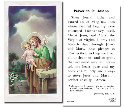 SAINT JOSEPH THE WORKER Paper Holy Cards, 2"x4", 100-pack, # 5818