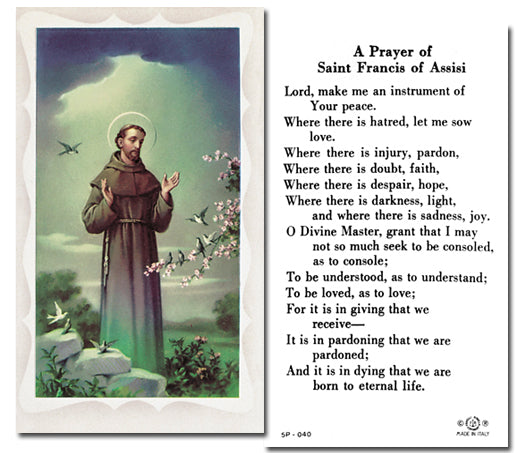 SAINT FRANCIS OF ASSISI Paper Holy Cards, 2"x4", 100-pack, # 5819