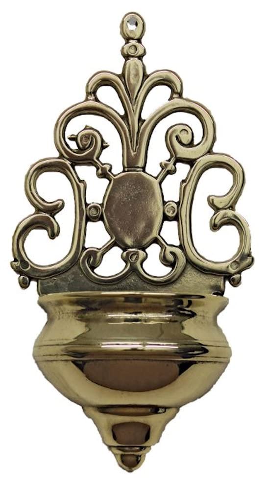 Brass Holy Water Font, Made in Italy, 7.75" # 1166