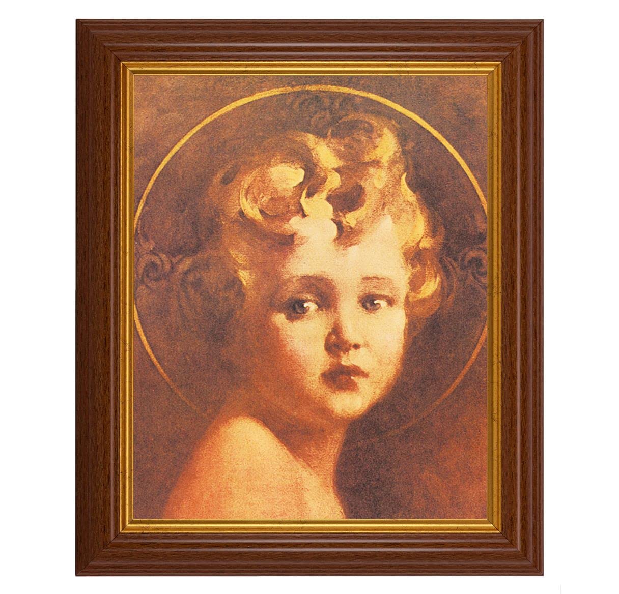 Chambers: Light of The World, 10.5"x12.5" Walnut Finished Fluted Frame, Gold Beaded Lip, Italian Print # 26952