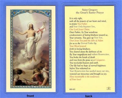 Saint Gregory, the Great's Easter Prayer, Laminated Holy Card, # 59045|
