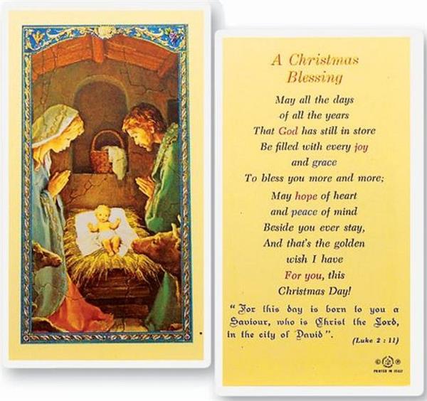 Christmas Blessing Laminated Holy Card, # 59053