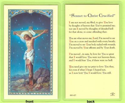 "Sonnet to Christ Crucified", Laminated Holy Card,. # 59058.|